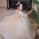 花童婚礼小女孩礼服女童生日长袖公主裙主持人钢琴演出服儿童婚纱