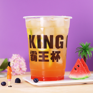 1000ml 塑料杯磨砂杯果汁情侣果茶杯双人超大杯霸王杯带盖带吸管