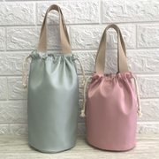 Portable solid color stewed beaker bag waterproof lunch bag tote bag round lunch box bag student lunch bag Japanese rice bag