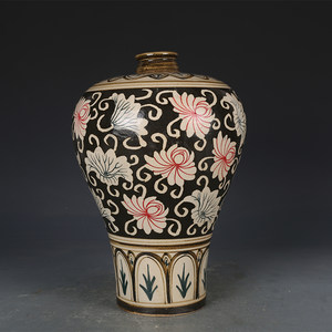 花瓶宋瓷收藏宋代吉州窑彩绘梅瓶仿古瓷器古董古玩收藏品