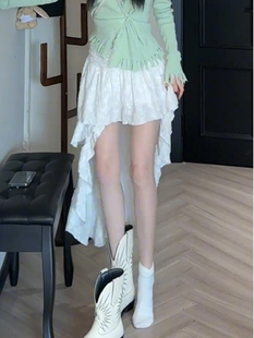 白色不规则半裙设计感半身裙女春夏季新款小众洋气裤裙叠穿a字短