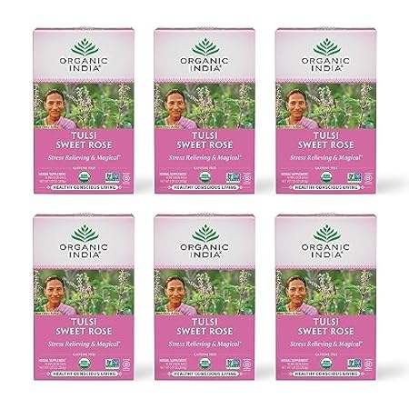 Organic India Tulsi Sweet Rose Herbal Tea - Holy Basil， S