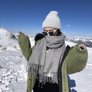 欧美纯色羊绒围巾图片