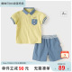 戴维贝拉男童polo衫套装夏装儿童短袖五分裤子两件套童装
