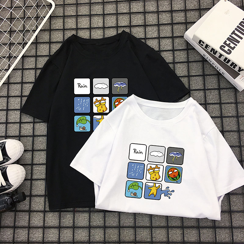 Couples dress ins Ultra-fire Short sleeved Cartoon Easy T-shirt 2019 new pattern Summer wear Simplicity half sleeve cec T-shirtin the Women's clothing/Boutique , T-shirt category - from Buy2taobao.com to provide professional Taobao agent buy service