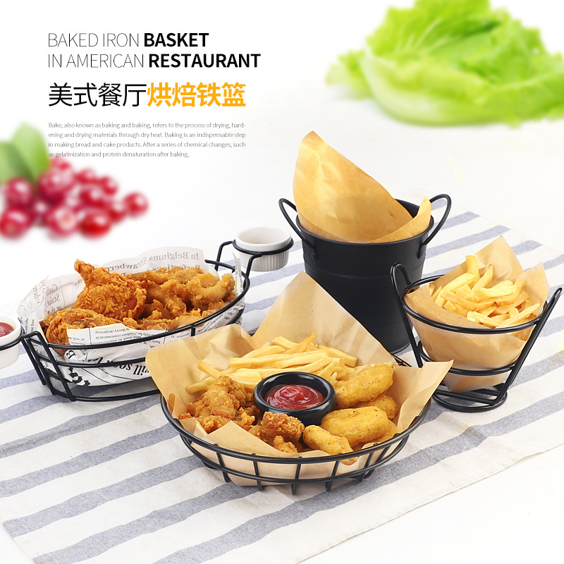 美式黑色铁艺迷你炸篮薯条篮面包篮西餐厅咖啡特色创意餐具在类目 餐饮具, 餐具, 果盆/果盘/果篮中 - 来自Buy2taobao.com提供专业的淘宝代购服务