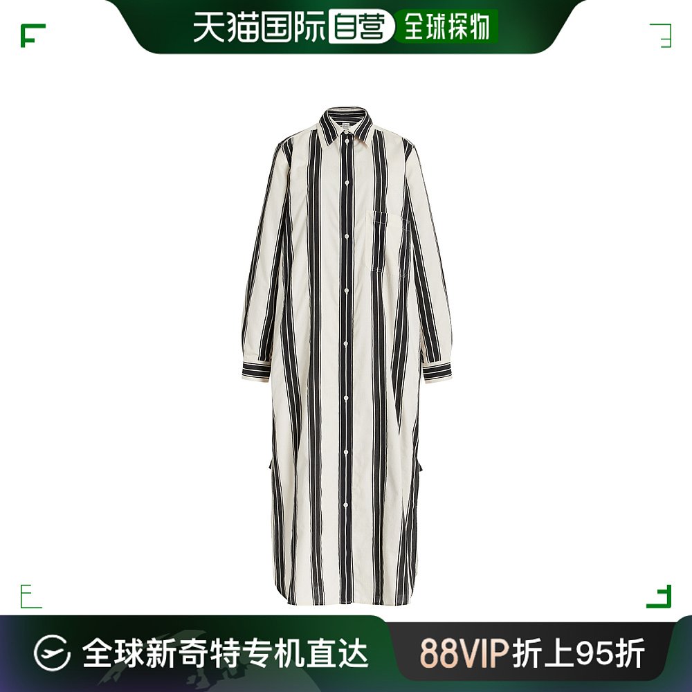 香港直邮潮奢 TOTÊME 女士 Jacquard-Striped 中长长衫式连衣裙