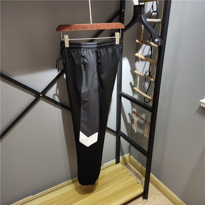 jogger版型春夏新款条杠撞色拼接男士运动休闲抽绳松紧腰卫裤潮