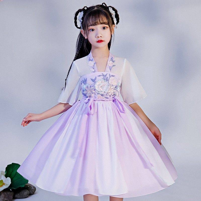 女童汉服夏装2021新款夏季薄款仙女轻纱古装裙子女儿童雪纺连衣裙