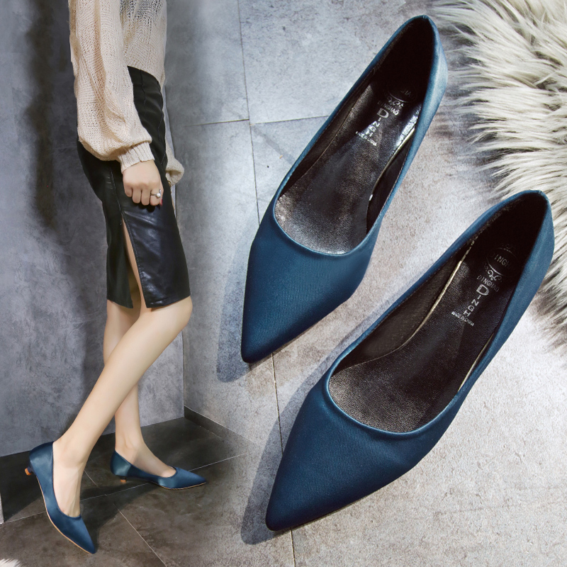 Spring 3cm Stiletto Low-heel Tip High-heeled shoes Versatile Work shoes Satin Single shoes gules Wedding shoesin the Women's Shoes, Low shoes category - from Buy2taobao.com to provide professional Taobao agent buy service
