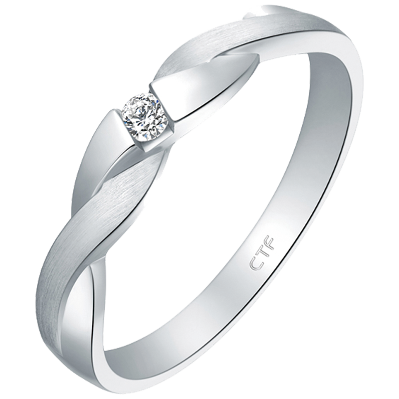 特价结婚对戒钻石 周大福_刻字周大福情约pt950铂金钻石戒指 钻戒