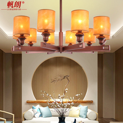 帆朗现代中式吊灯茶楼布艺餐厅灯创意个性仿古铁艺田园卧室书房灯