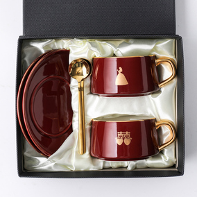 欧式网红搅拌杯精致的咖啡杯碟英式奢华下午茶杯子家用陶瓷水杯