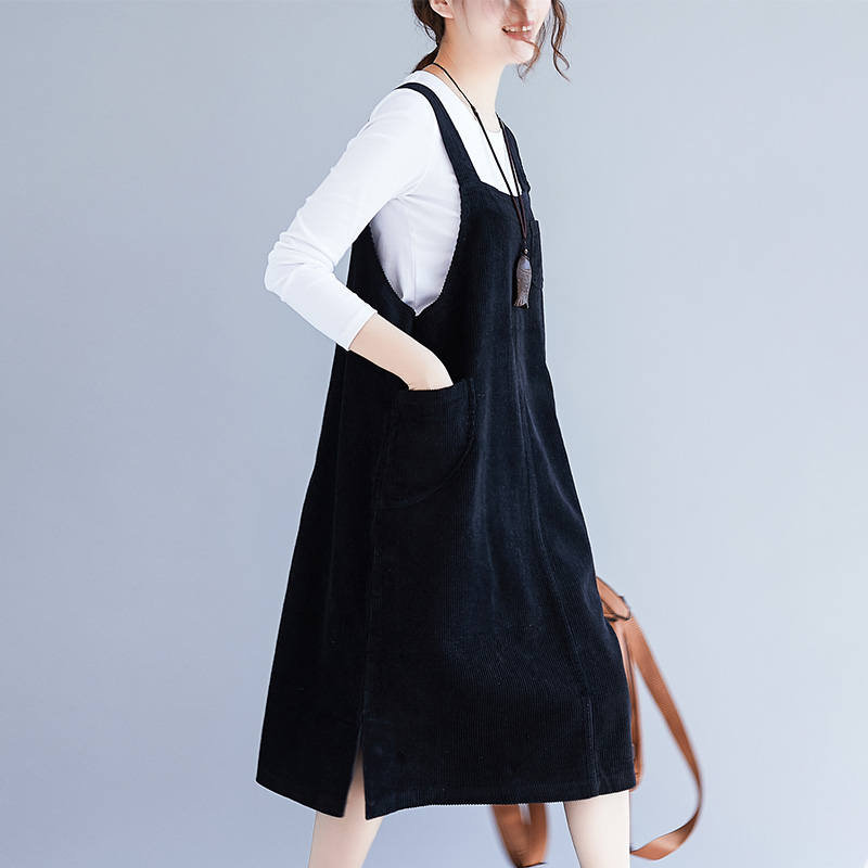 Real shot 2019 Autumn and winter new pattern fashion Versatile Suspender skirt Vintage Style Temperament models corduroy Outside the ride Vest skirtin the Women's clothing/Boutique , Large size women category - from Buy2taobao.com to provide professional Taobao agent buy service
