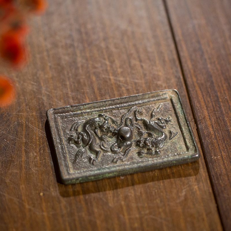 清代螭虎纹铜镜老物件收藏品文玩古董真品书房卧室桌面摆件铜镜