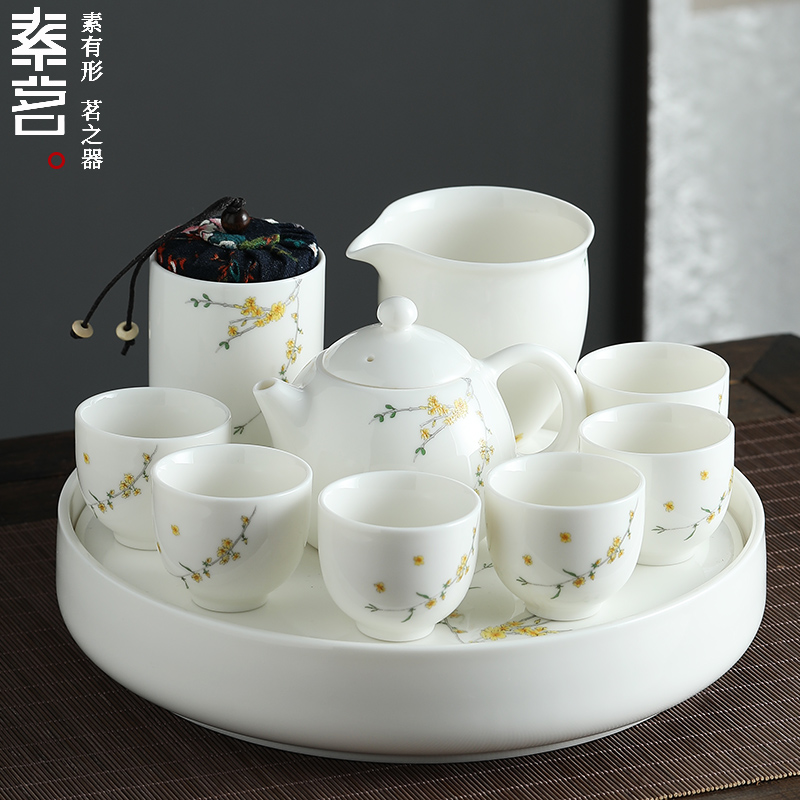 素茗德化白瓷功夫茶具家用陶瓷羊脂玉瓷中式茶盘茶壶茶杯泡茶套装
