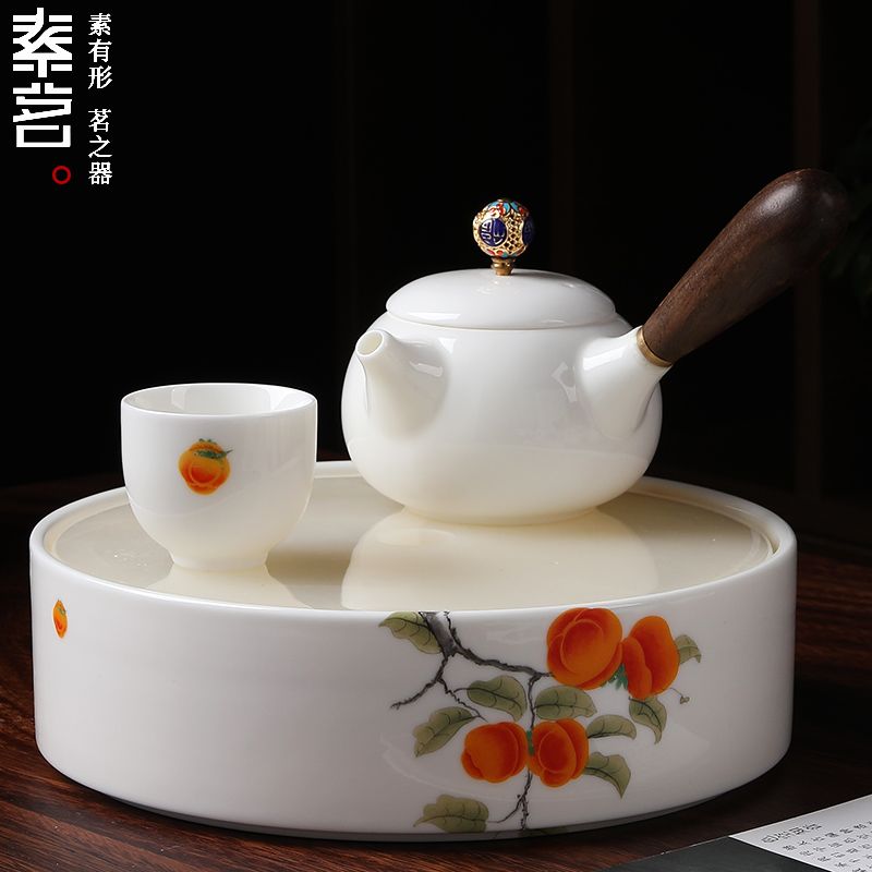 素茗陶瓷功夫茶具套装小套家用德化白瓷玉石茶盘茶海茶杯茶壶泡茶