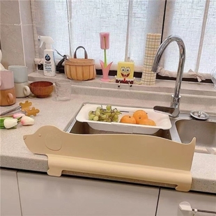 韩式水槽挡水板厨房水池防溅水条洗碗池隔水板台面硅胶吸盘挡板