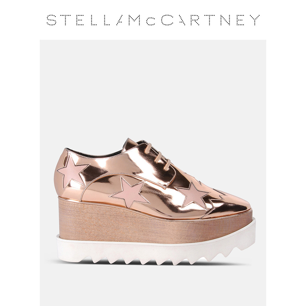 stella mccartney elyse 玫瑰金色女士星星鞋履松糕鞋坡跟鞋