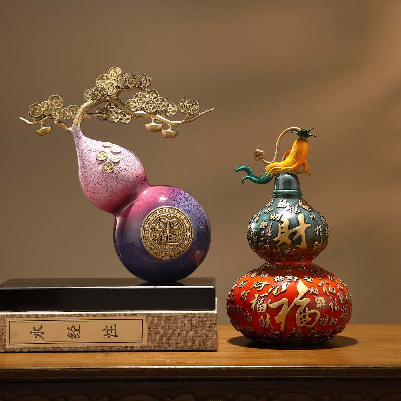 黄铜摆件铜葫芦中式招财客户办公室玄关柜高档装饰工艺品乔迁礼物