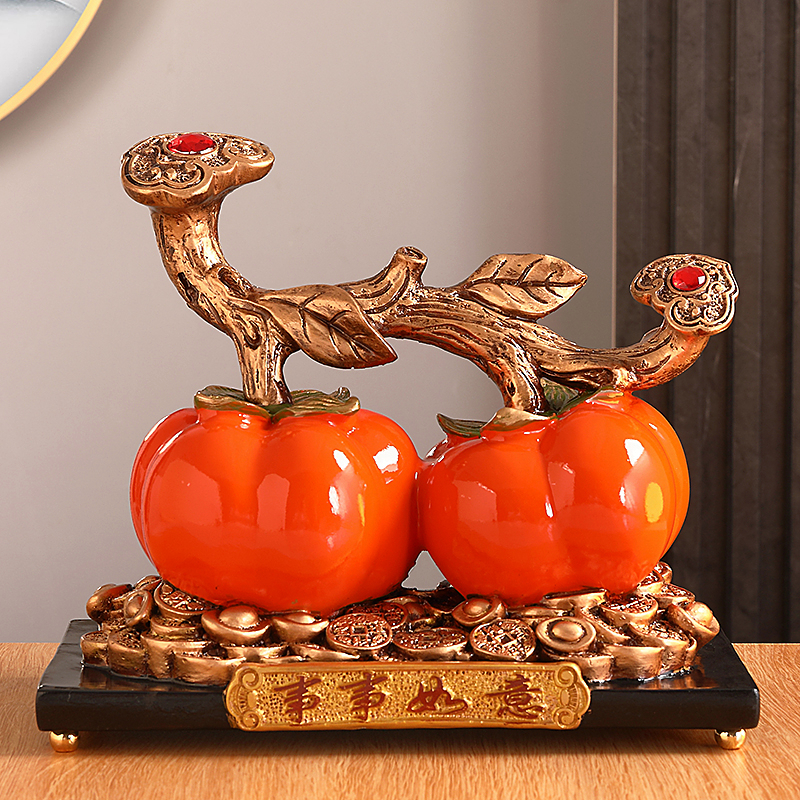 柿柿如意柿子摆件玄关客厅电视酒柜家居装饰结婚乔迁入宅新居礼品