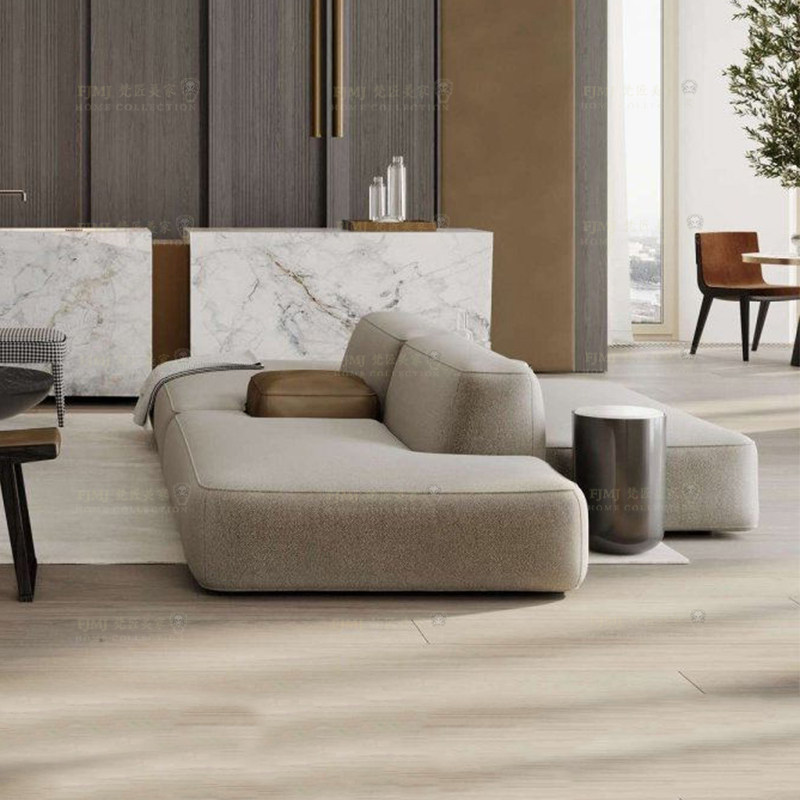 北欧极简布艺组合模块双面沙发样板间别墅开放客厅样板间落地沙发
