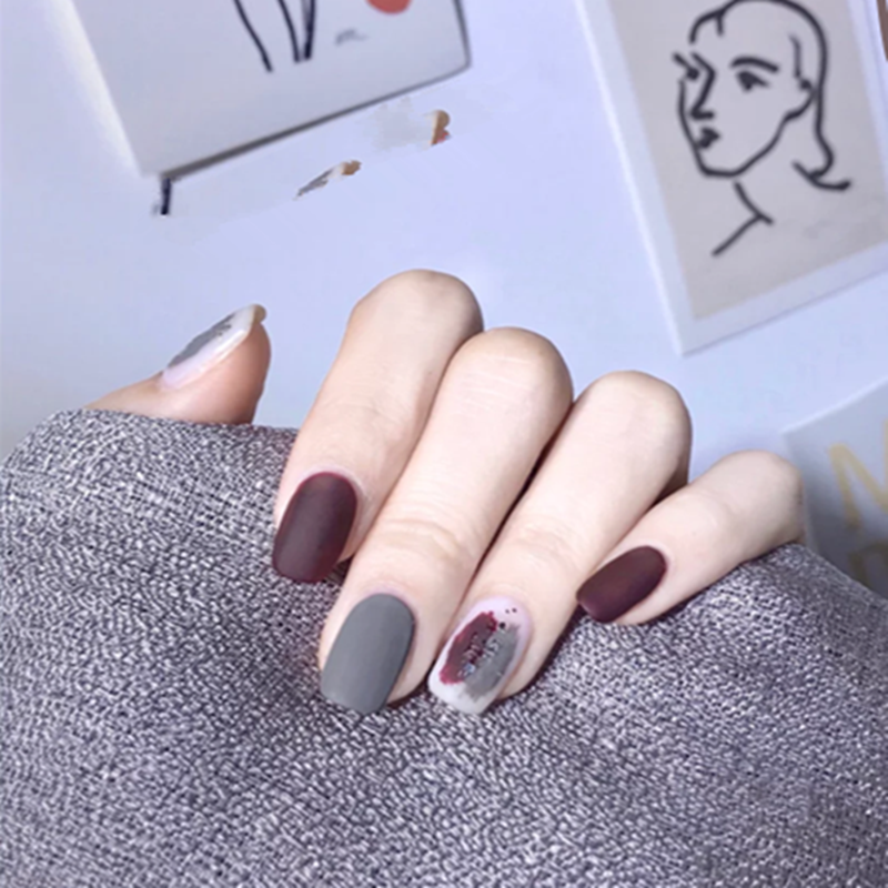 抖音拆卸穿戴甲成品 日式简约 温柔豆沙显白新娘 光疗美甲假指片