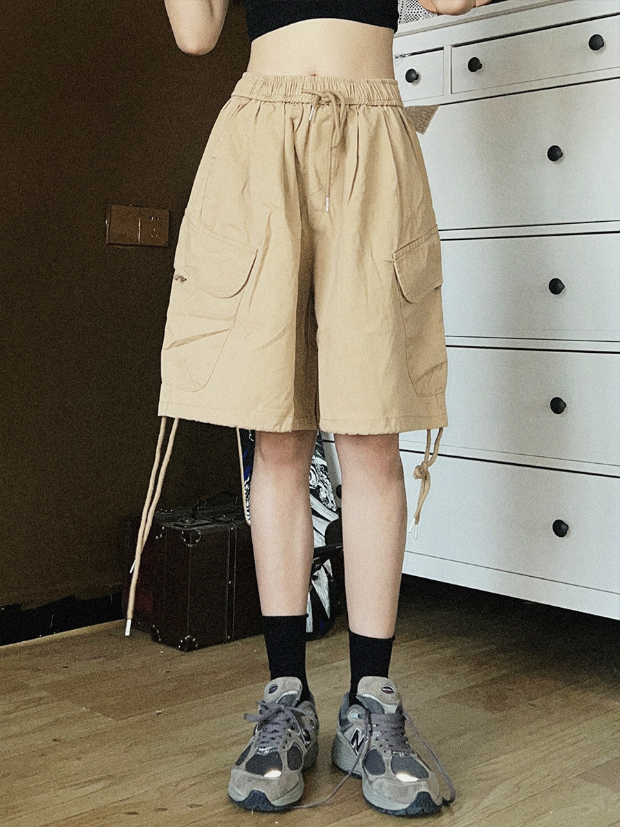 【一碗楚欣】日系复古工装短裤男女夏季美式高街宽松阔腿五分裤子