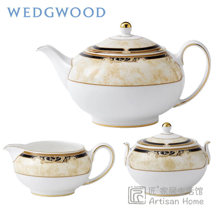 现货英国玮致活WEDGWOOD丰饶之角茶壶800ml欧式进口骨瓷糖缸奶缸