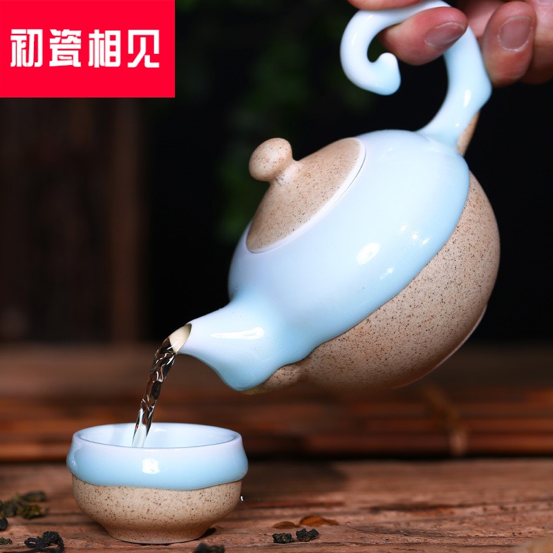 初瓷相见景德镇粗陶流釉手工功夫茶具套装家用礼品送礼套装LOGO在类目 餐饮具, 餐具, 定制餐具, 瓷器套装中 - 来自Buy2taobao.com提供专业的淘宝代购服务