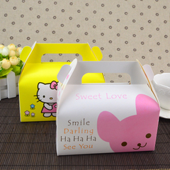 粉色小熊/Kitty猫手提慕斯盒 西点盒 慕思盒 烘焙食品包装盒10个