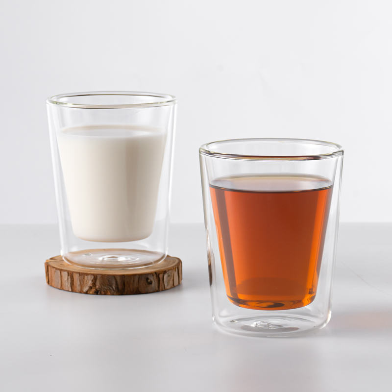 mrwater双层玻璃杯耐高温透明咖啡杯家用喝茶杯牛奶杯隔热水杯子