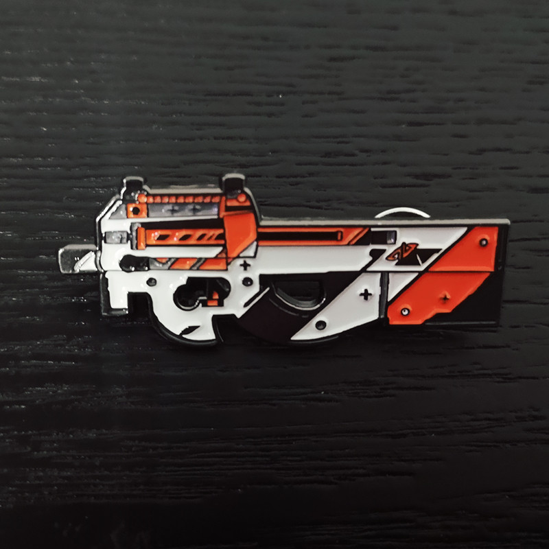 csgo游戏周边模型二西莫夫皮肤p90金属徽章胸针胸章p90带你rush b