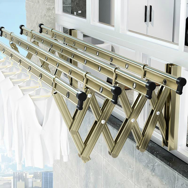 加厚阳台折叠晾衣架推拉室外窗外晒被架凉衣杆户外伸缩晒衣架