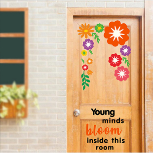 班级教室门装饰贴纸毛毡立体不织布文化环创布置花朵英文励志门贴