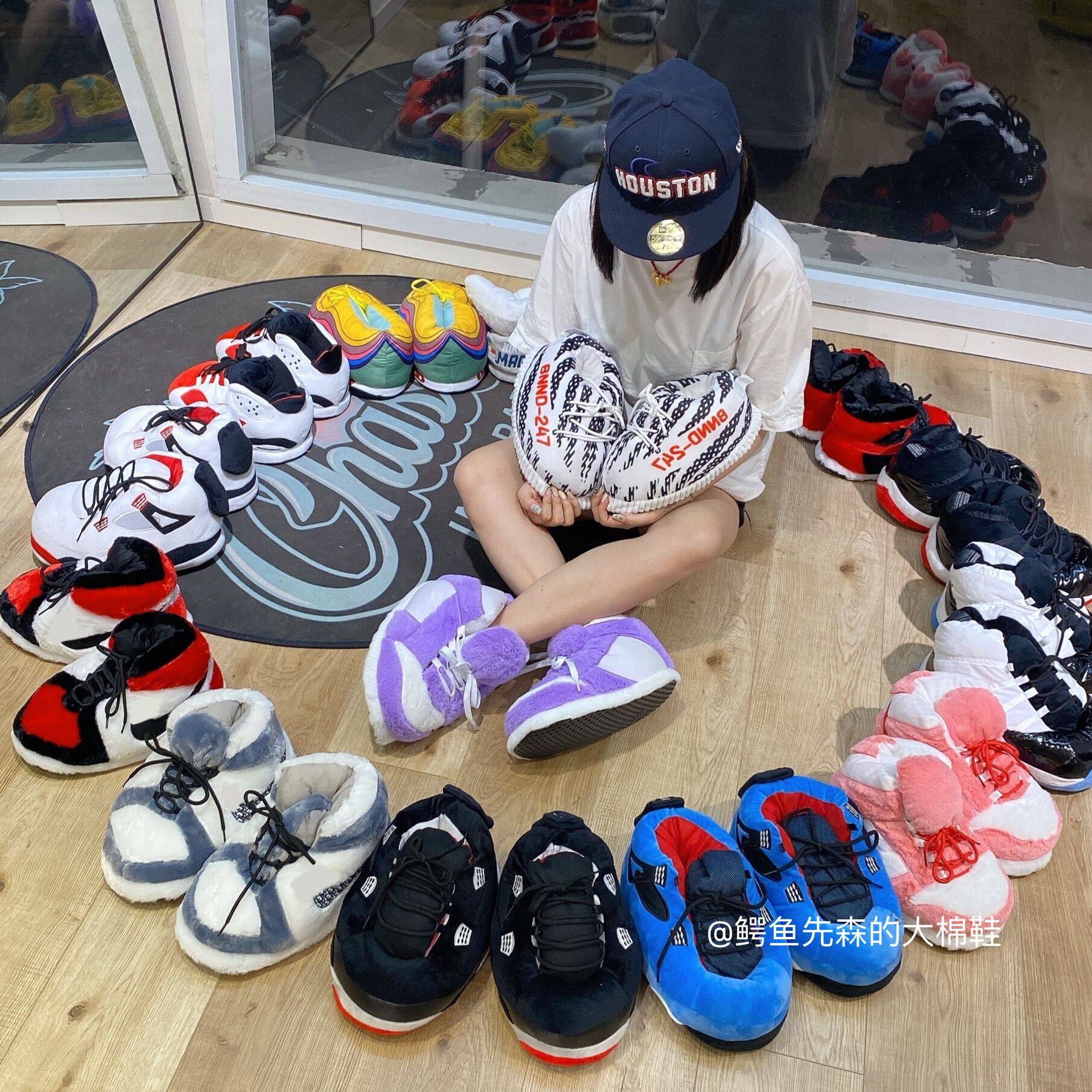 恶搞aj棉拖鞋女包跟厚底回到未来胖胖面包a锥j搞怪胖头大棉鞋冬季