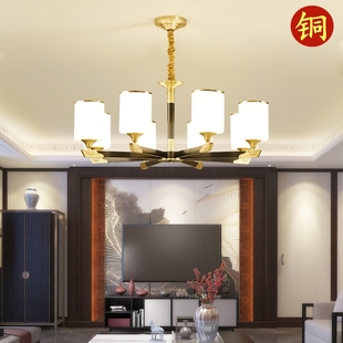 全铜新中式吊灯客厅灯中国风简约现代餐厅卧室灯别墅大气禅意灯具