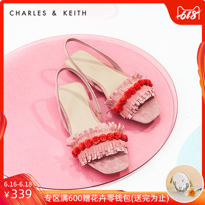 CHARLES&KEITH2019新款凉鞋CK1-70360127复古流苏饰女士方头露