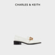 CHARLES&KEITH春夏女鞋CK1-71870003女士金属扣链饰粗跟乐福鞋