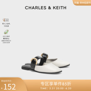 CHARLES&KEITH春夏女鞋CK1-70580187时尚拼色低跟穆勒拖鞋女外穿