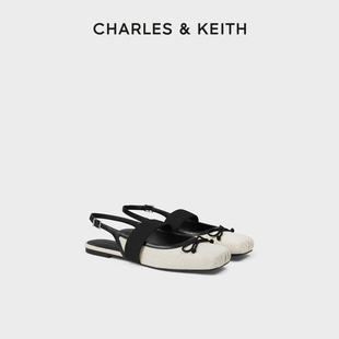 CHARLES&KEITH24夏新款CK1-70920149蝴蝶结平底方头芭蕾鞋凉鞋女