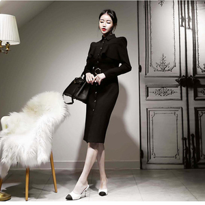 Korean version fashion temperament elegant thin atmosphere professional lining dress dress