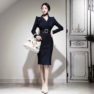 New Korean style fashionable temperament elegant slim professional suit collar design dress