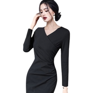 2022 spring new Korean style fashionable temperament elegant long sleeve slim fit Hip Wrap commuter dress