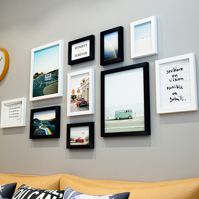 现代简约照片墙客免打孔组创意合相框挂墙5710寸厅卧室装饰十框