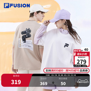 FILA FUSION斐乐潮牌情侣装短袖女T恤2024夏季新款纯棉运动男宽松