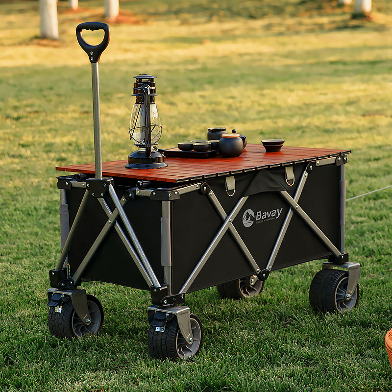 bavay露营折叠车聚拢野餐蛋卷桌板户外手拉杆小推车便携营地拖车