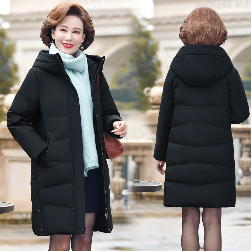 波司登02适配妈妈羽绒服女中长款加厚中老年白鸭绒保暖冬装连帽羽