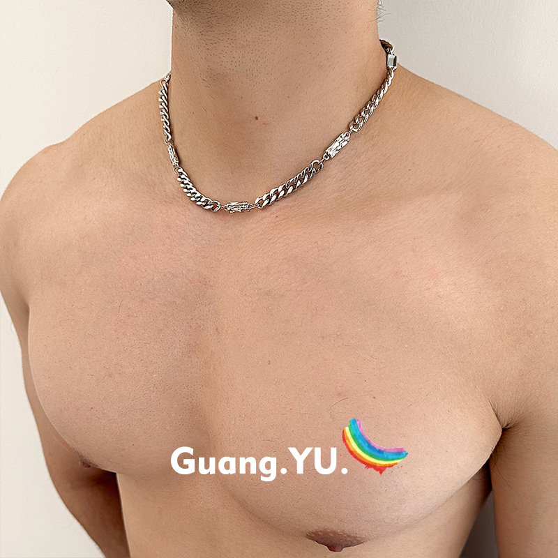 GuangYu拼接简约古巴项链男高