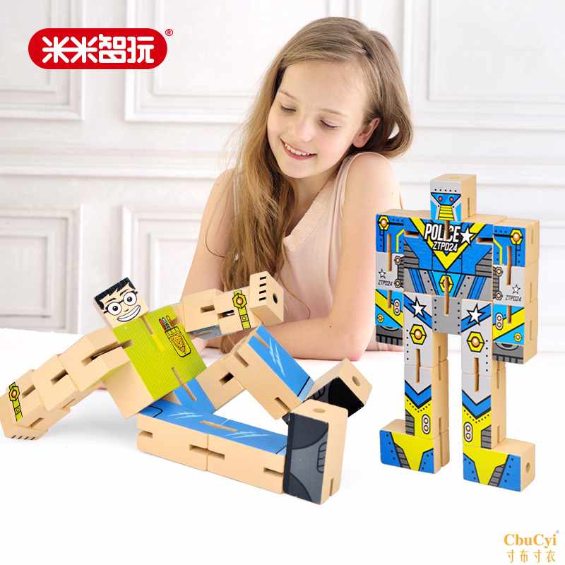 百变战队钢铁人 木质变形机器人玩具 儿童益智创意魔方|msdalam kategori Toy/bayi/teka-teki/blok bangunan/model, Kanak-kanak robot/berubah bentuk/mainan angka tindakan, Kanak-kanak robot/mainan ubah bentuk - dari Buy2taobao.com untuk memberikan perkhidmatan ejen Taobao profesional membeli